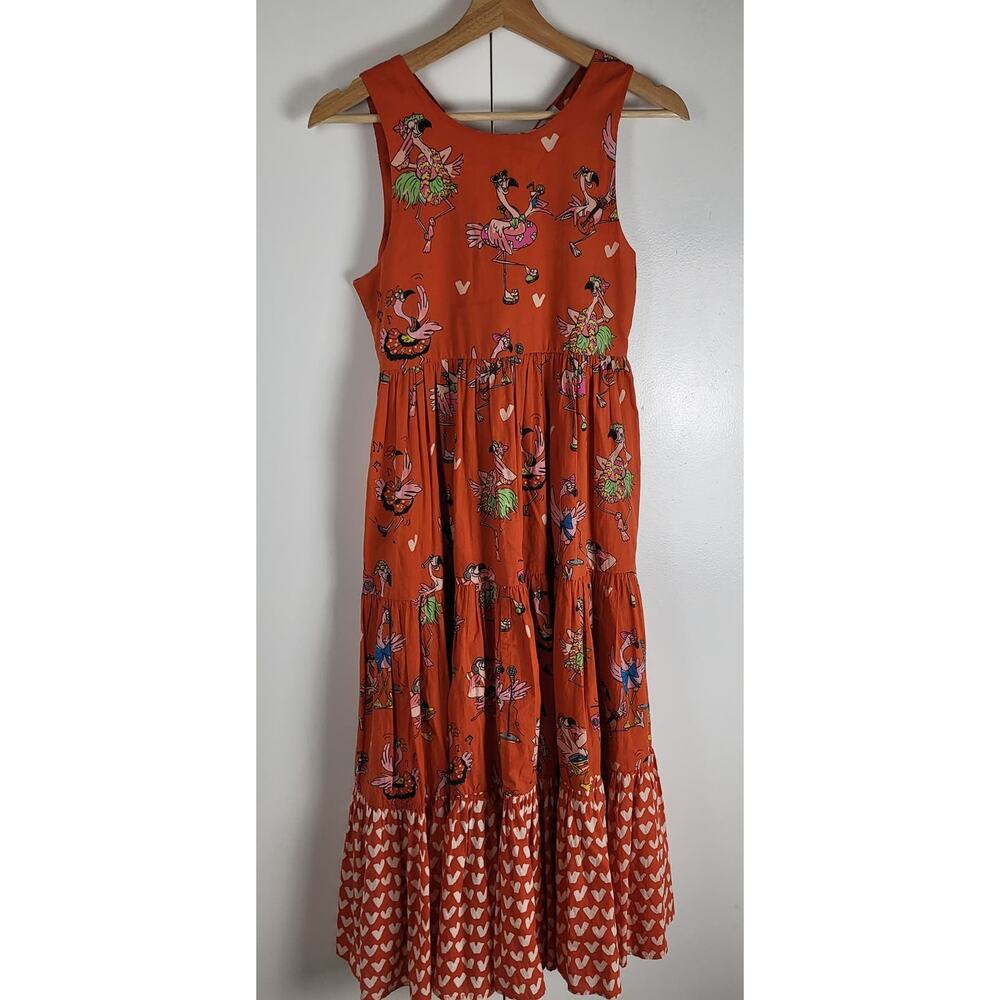 Stella McCartney Teen Flamingo Party Tiered Sleeveless Dress | Teens 14